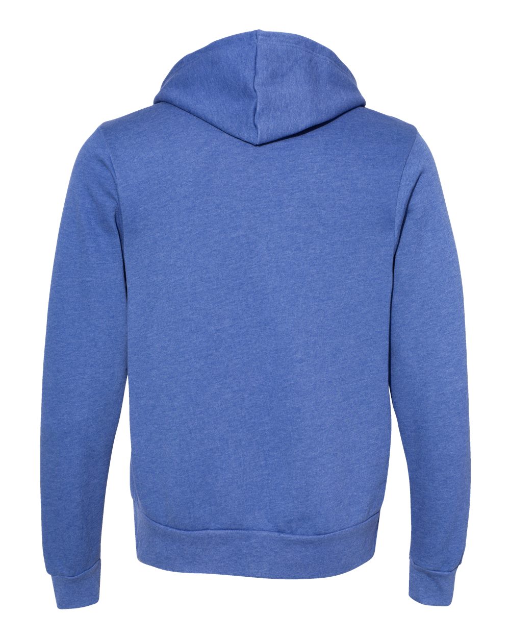 Rear View of Heather Columbia Blue Sponge Fleece Hoodie - 3719