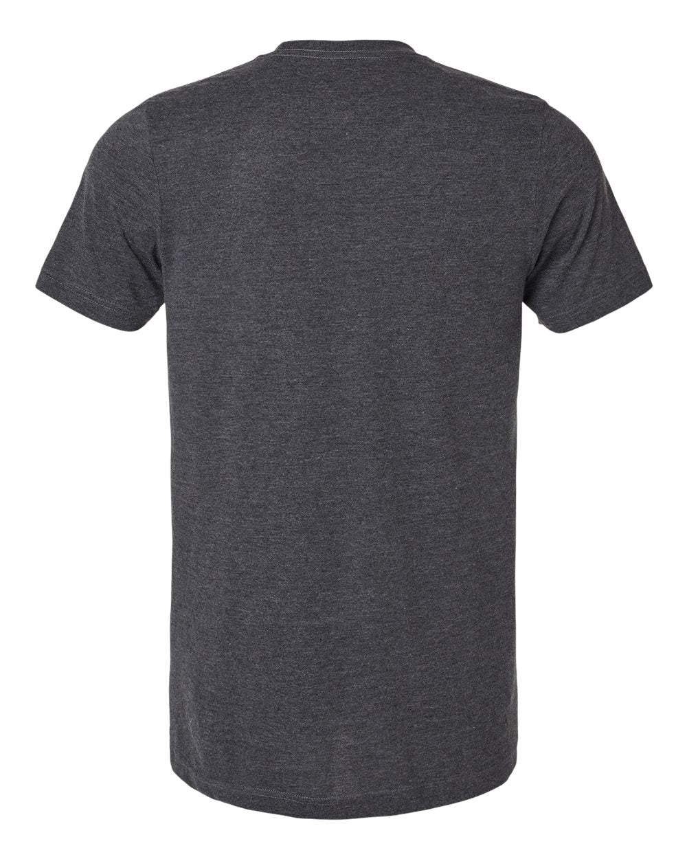 Rear View of Heather Dark Grey Combed CVC T-Shirt - 602CVC
