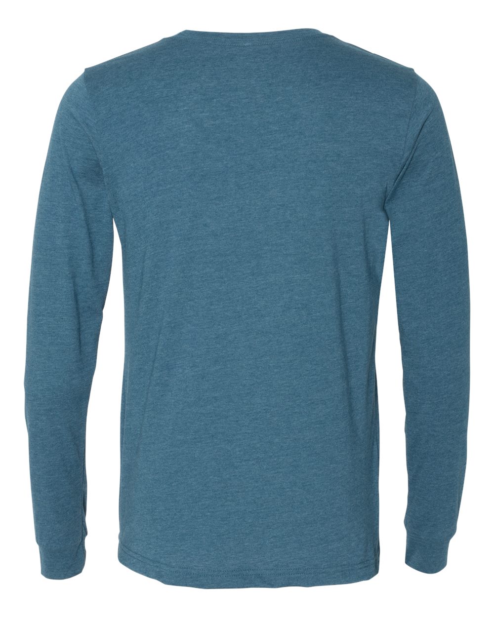 Rear View of Heather Deep Teal Heather CVC Long Sleeve Tee - 3501CVC