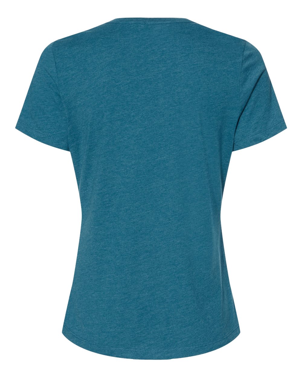 Rear View of Heather Deep Teal Women’s Relaxed Fit Heather CVC Tee - 6400CVC