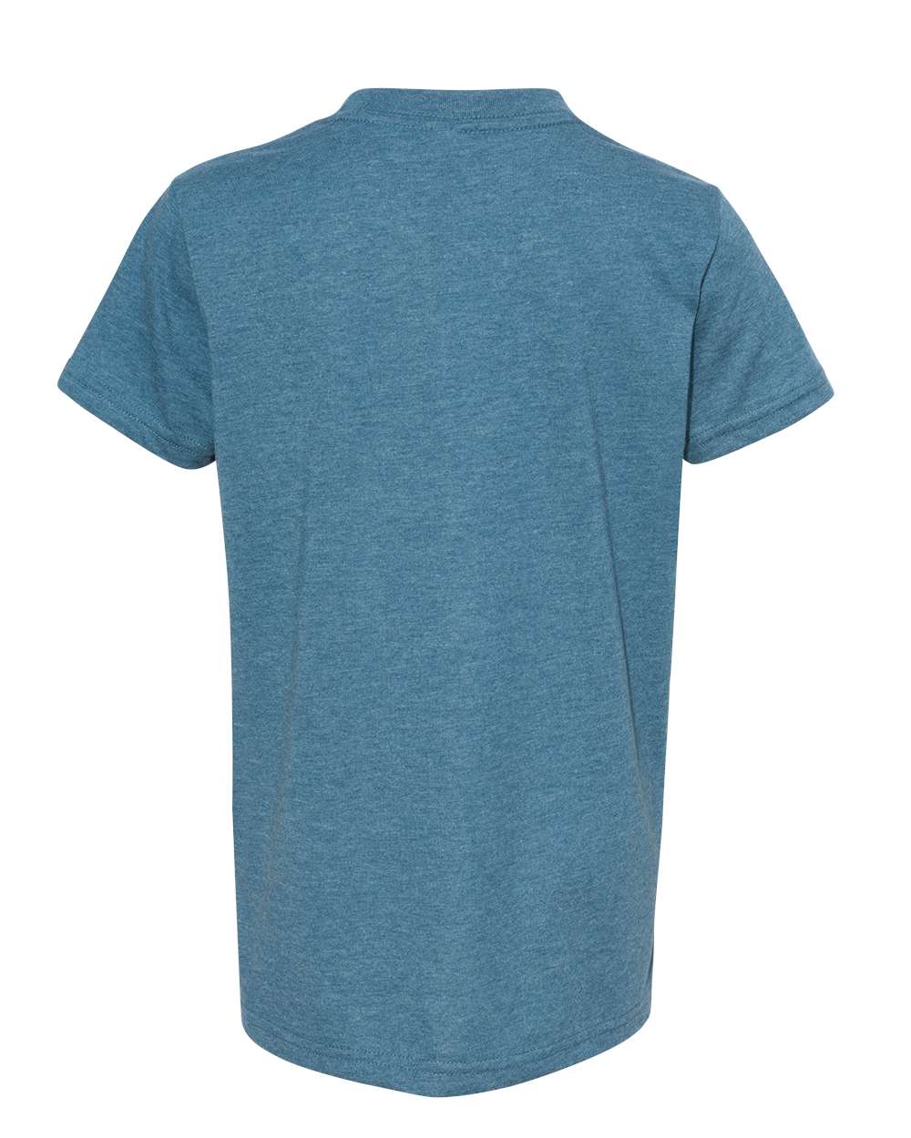 Rear View of Heather Deep Teal Youth CVC Jersey Tee - 3001YCVC