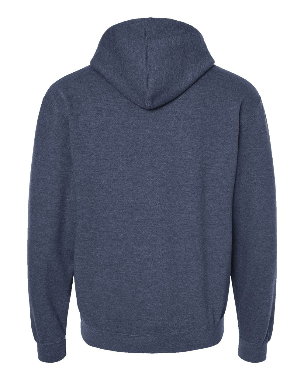 Rear View of Heather Denim Fleece Hooded Sweatshirt - 320