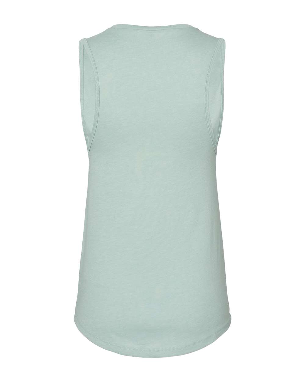Rear View of Heather Dusty Blue Women's Jersey Muscle Tank - 6003