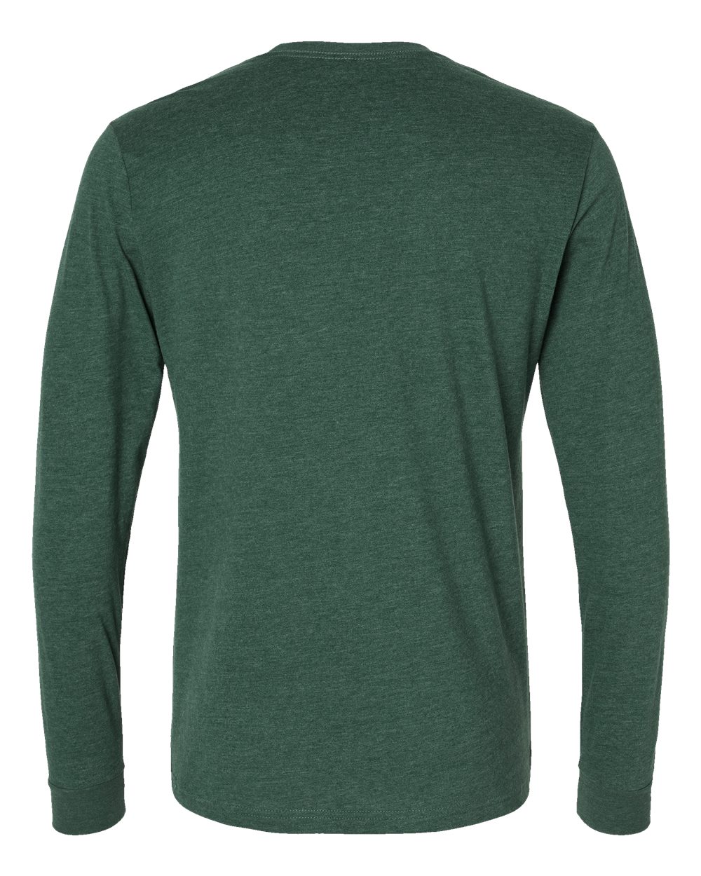 Rear View of Heather Forest Green Sueded Long Sleeve T-Shirt - 6411