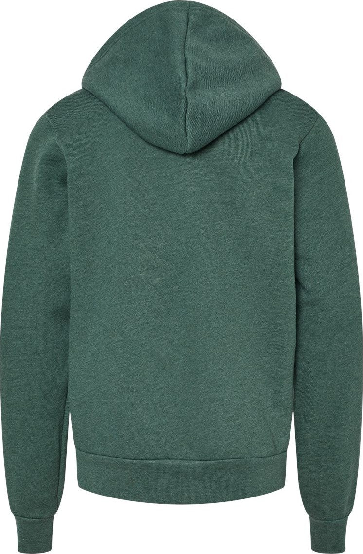 Rear View of Heather Forest Youth Sponge Fleece Hoodie - 3719Y