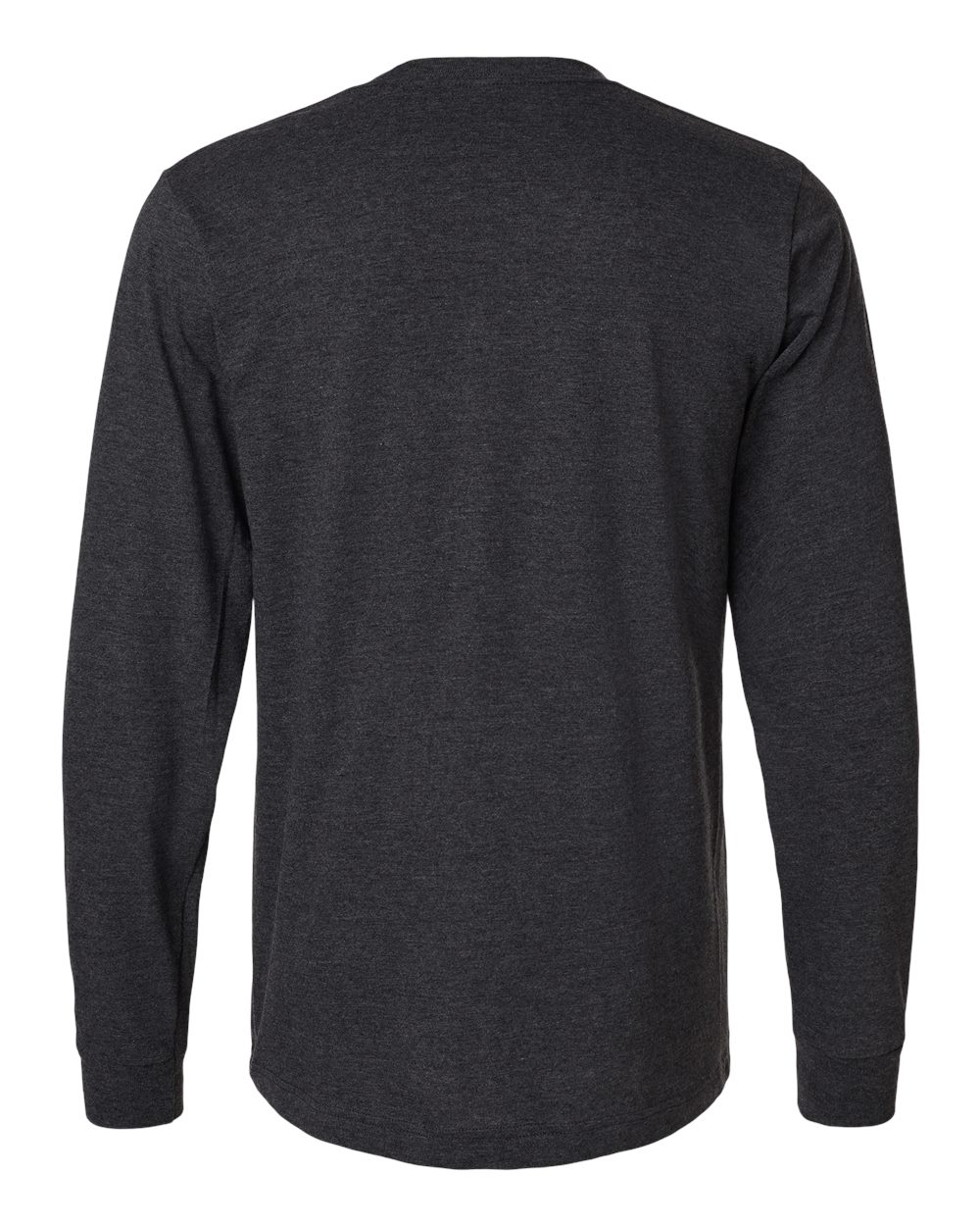Rear View of Heather Graphite Fine Jersey Long Sleeve T-Shirt - 202LS