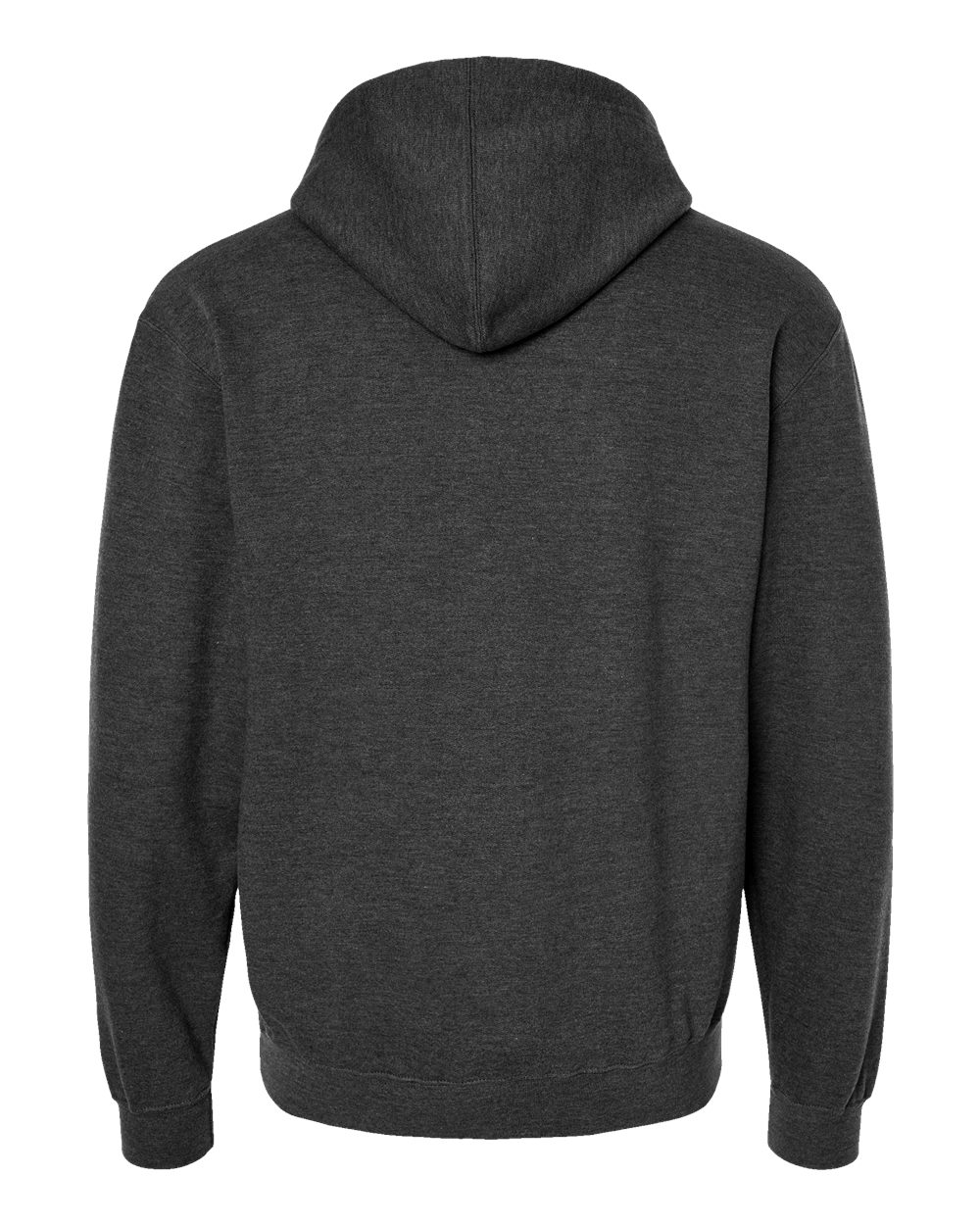 Rear View of Heather Graphite Fleece Hooded Sweatshirt - 320