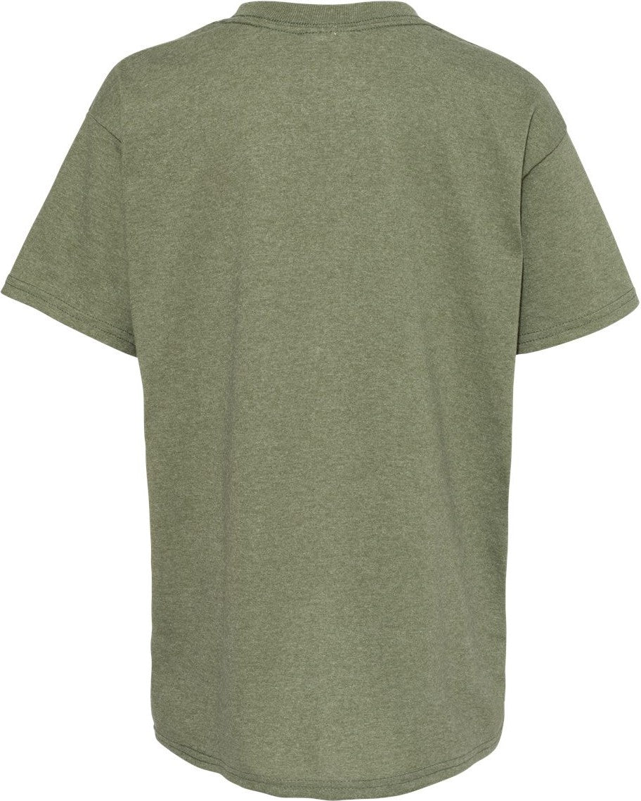 Rear View of Heather Green Ecosmart™ Youth T-Shirt - 5370