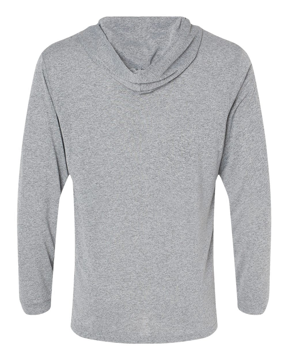 Front View of Heather Grey Bahama Performance Hooded Long Sleeve T-Shirt - 220