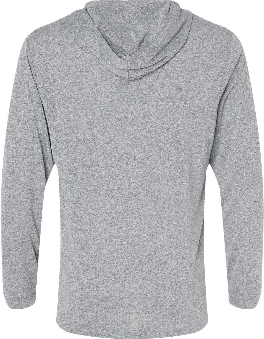 Front View of Heather Grey Bahama Performance Hooded Long Sleeve T-Shirt - 220