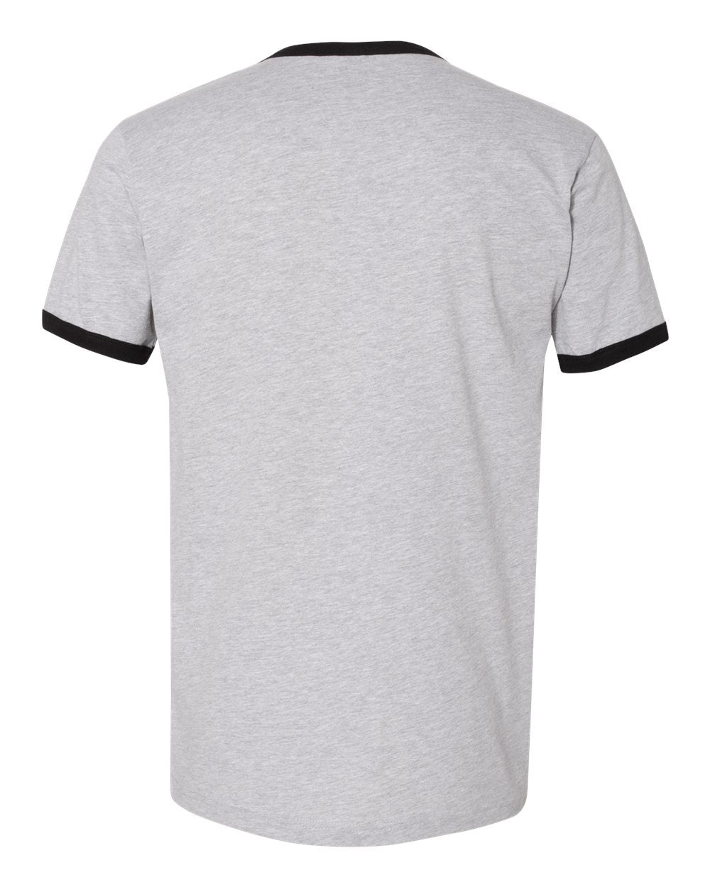 Rear View of Heather Grey/ Black Cotton Ringer T-Shirt - 3604