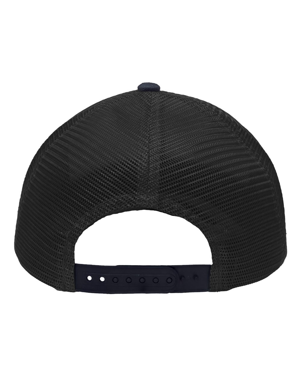 Rear View of Heather Grey/ Charcoal/ Navy Traditional Lo-Pro Mesh Back Trucker Fit Cap - SP1450