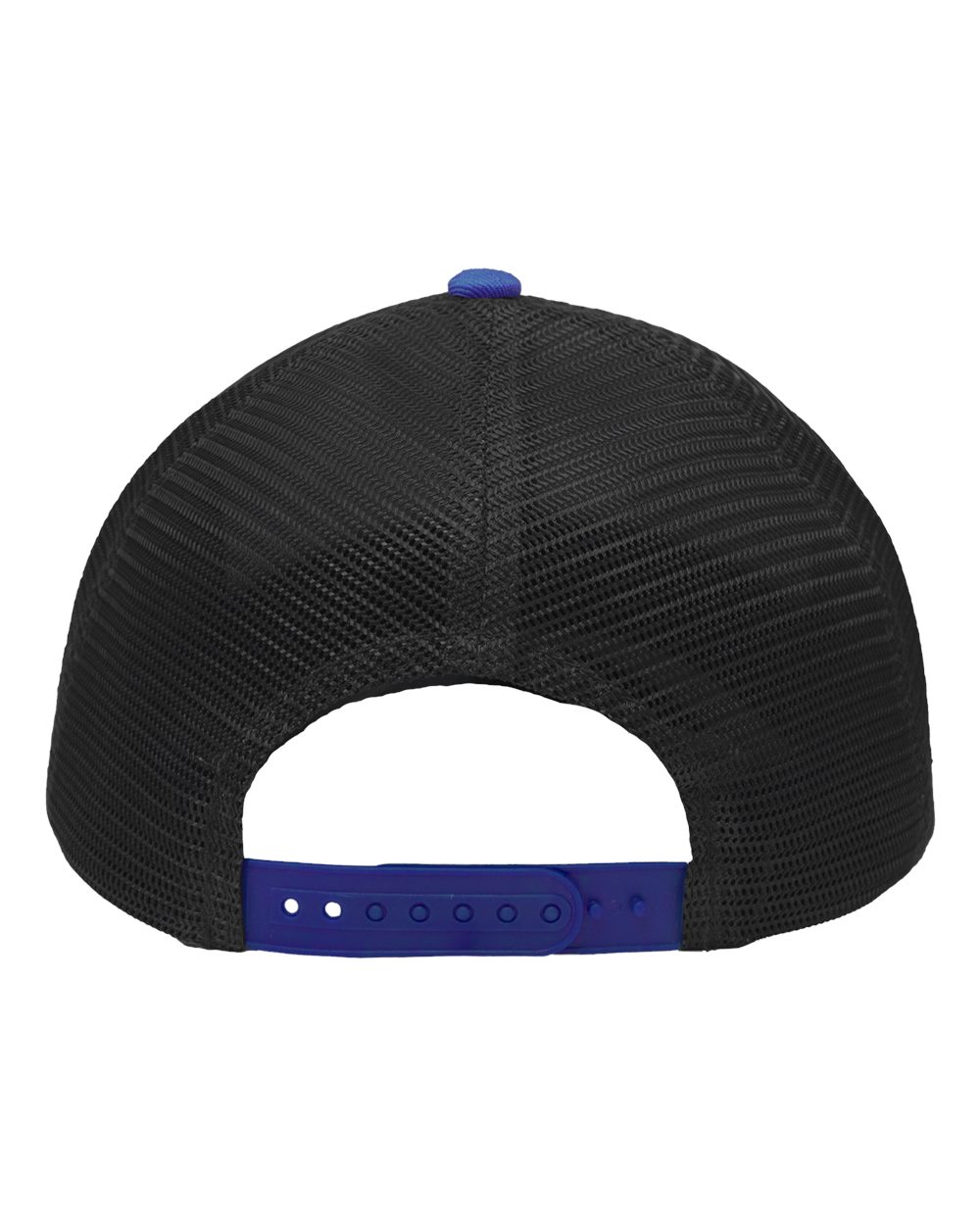 Rear View of Heather Grey/ Charcoal/ Royal Traditional Lo-Pro Mesh Back Trucker Fit Cap - SP1450