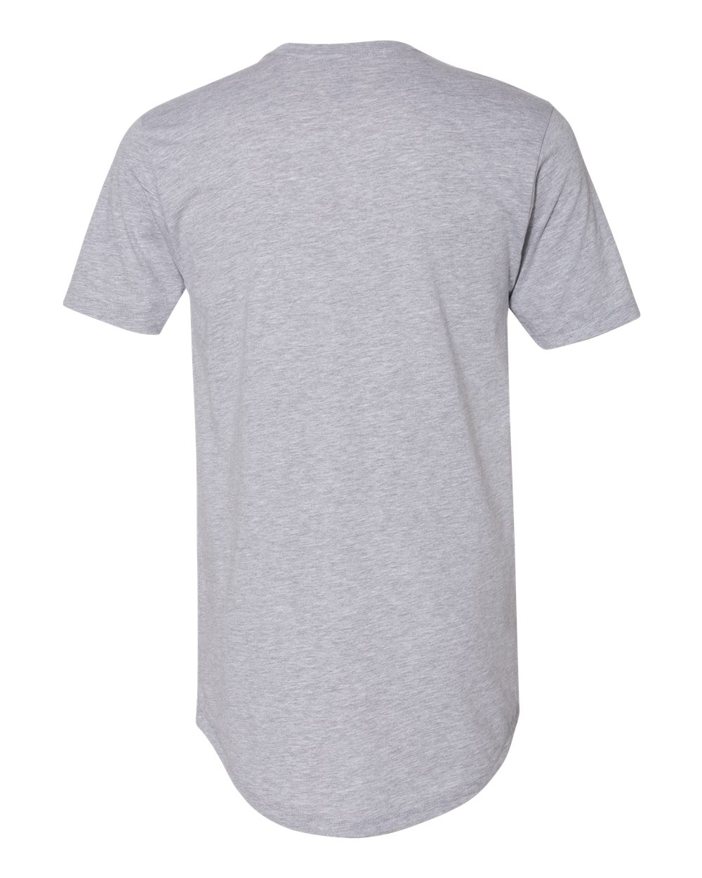 Rear View of Heather Grey Cotton Long Body T-Shirt - 3602