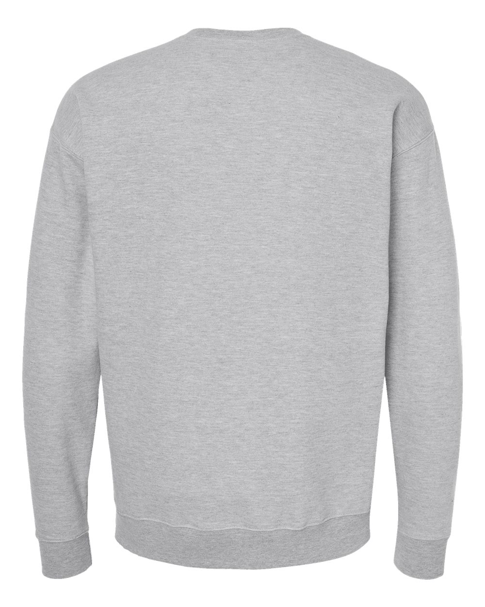 Rear View of Heather Grey Fleece Crewneck Sweatshirt - 340