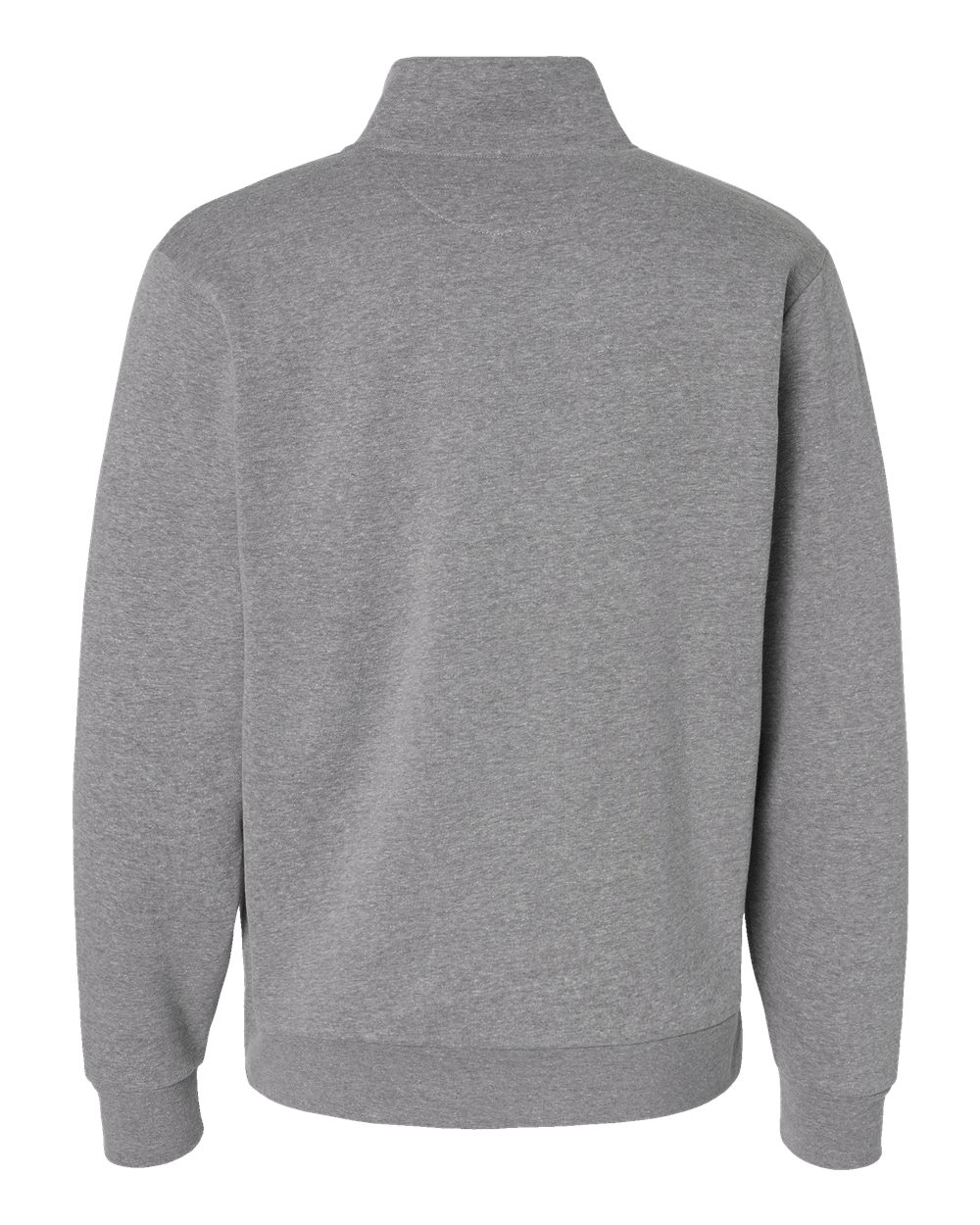 Rear View of Heather Grey Fleece Quarter-Zip Pullover - 9643