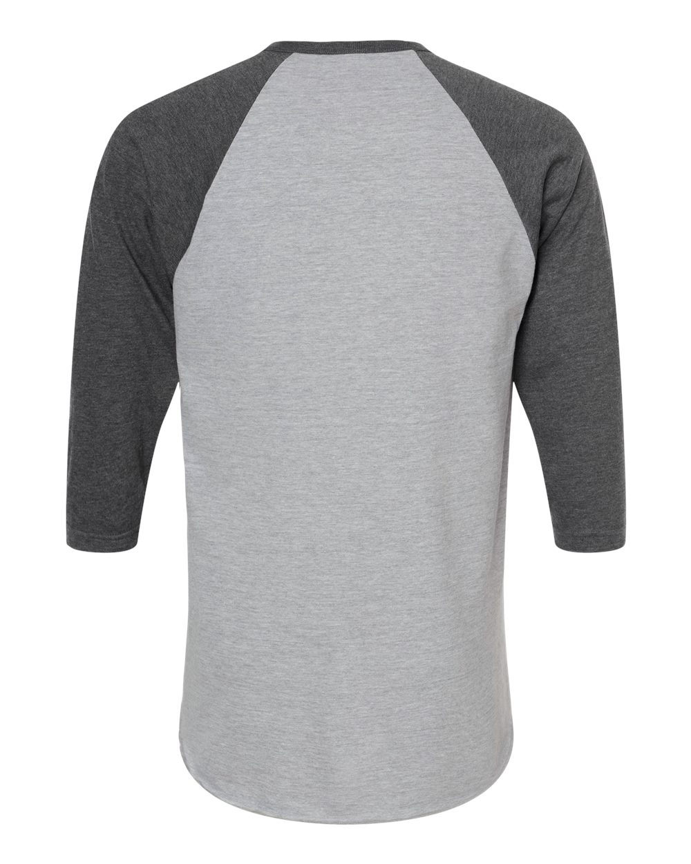 Rear View of Heather Grey/ Heather Charcoal Fine Jersey Raglan T-Shirt - 245