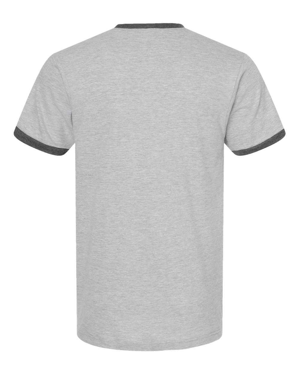 Rear View of Heather Grey/ Heather Charcoal Fine Jersey Ringer T-Shirt - 246