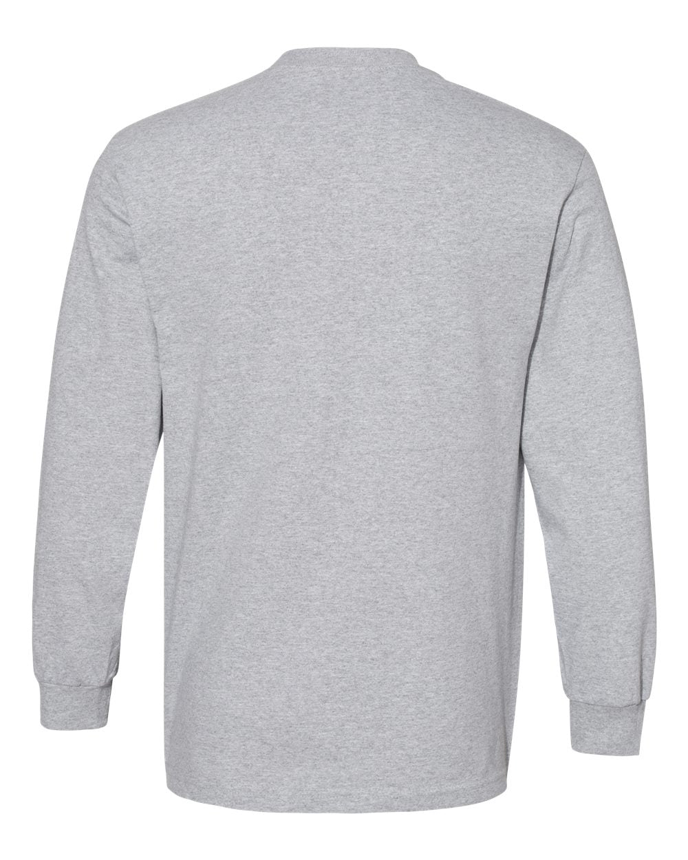 Rear View of Heather Grey Heavyweight Cotton Long Sleeve Tee - 1304