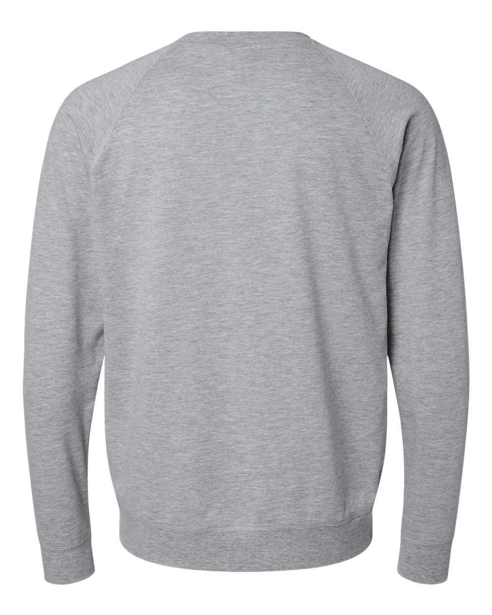 Rear View of Heather Grey Laguna Raglan Crewneck Sweatshirt - 9000