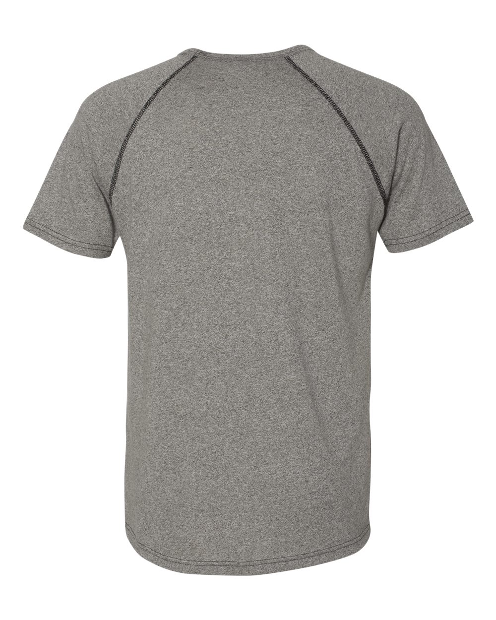 Rear View of Heather Grey Mock Twist Raglan T-Shirt - 2050