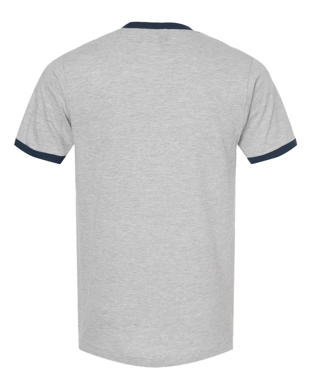 Rear View of Heather Grey/ Navy Fine Jersey Ringer T-Shirt - 246