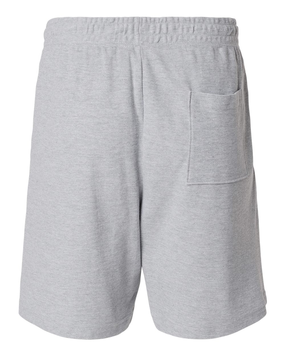 Rear View of Heather Grey Pique Unisex Gym Shorts - 2PQ