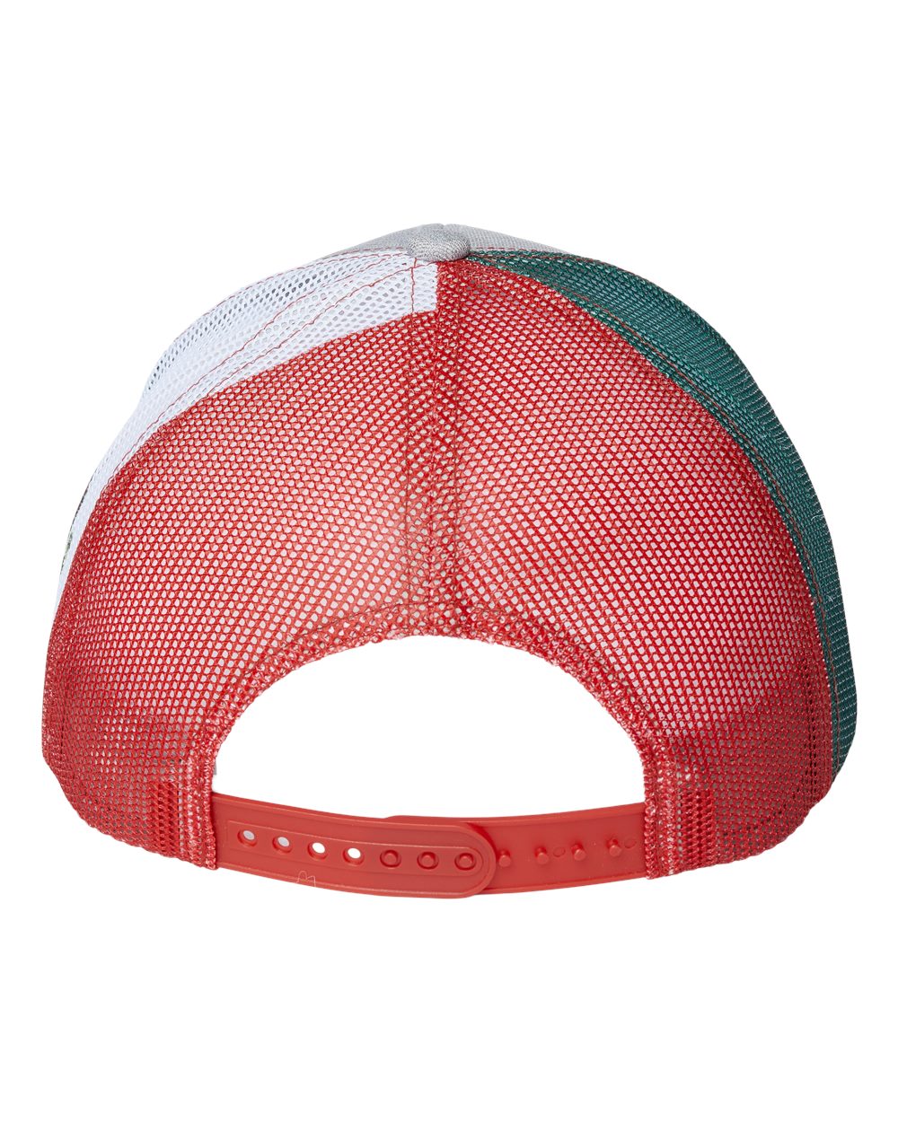 Rear View of Heather Grey/ Red/ Mexico Flag Printed Mesh Trucker Cap - S700M