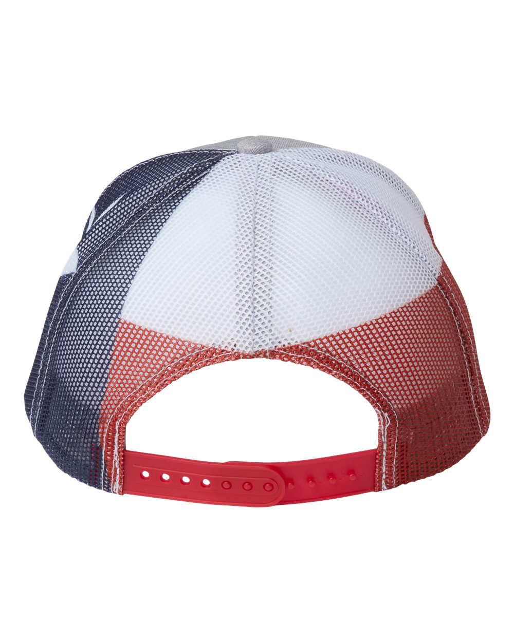 Rear View of Heather Grey/ Texas Flag Printed Mesh Trucker Cap - S700M
