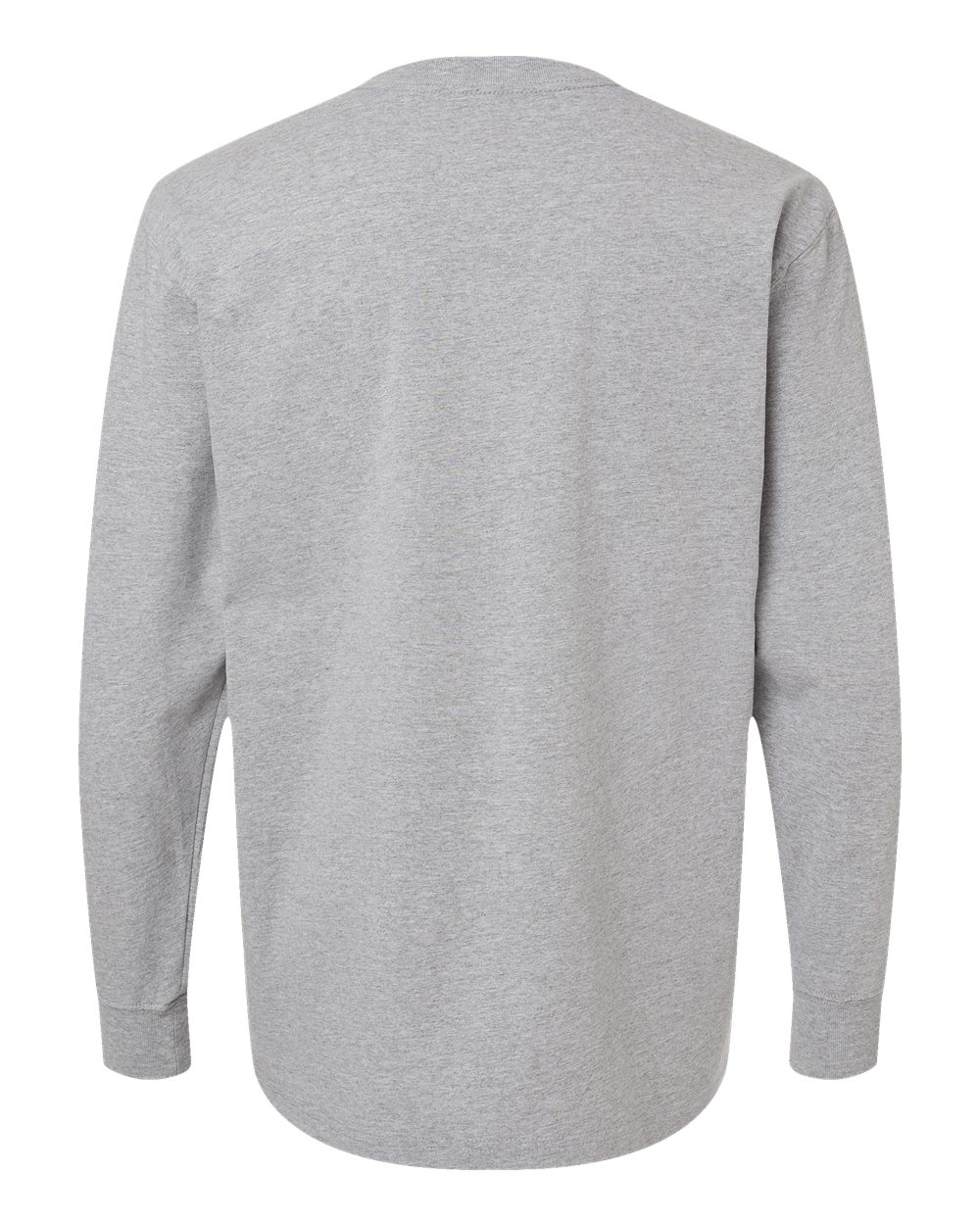 Rear View of Heather Grey Traditional Heavyweight Long Sleeve T-Shirt - WL50