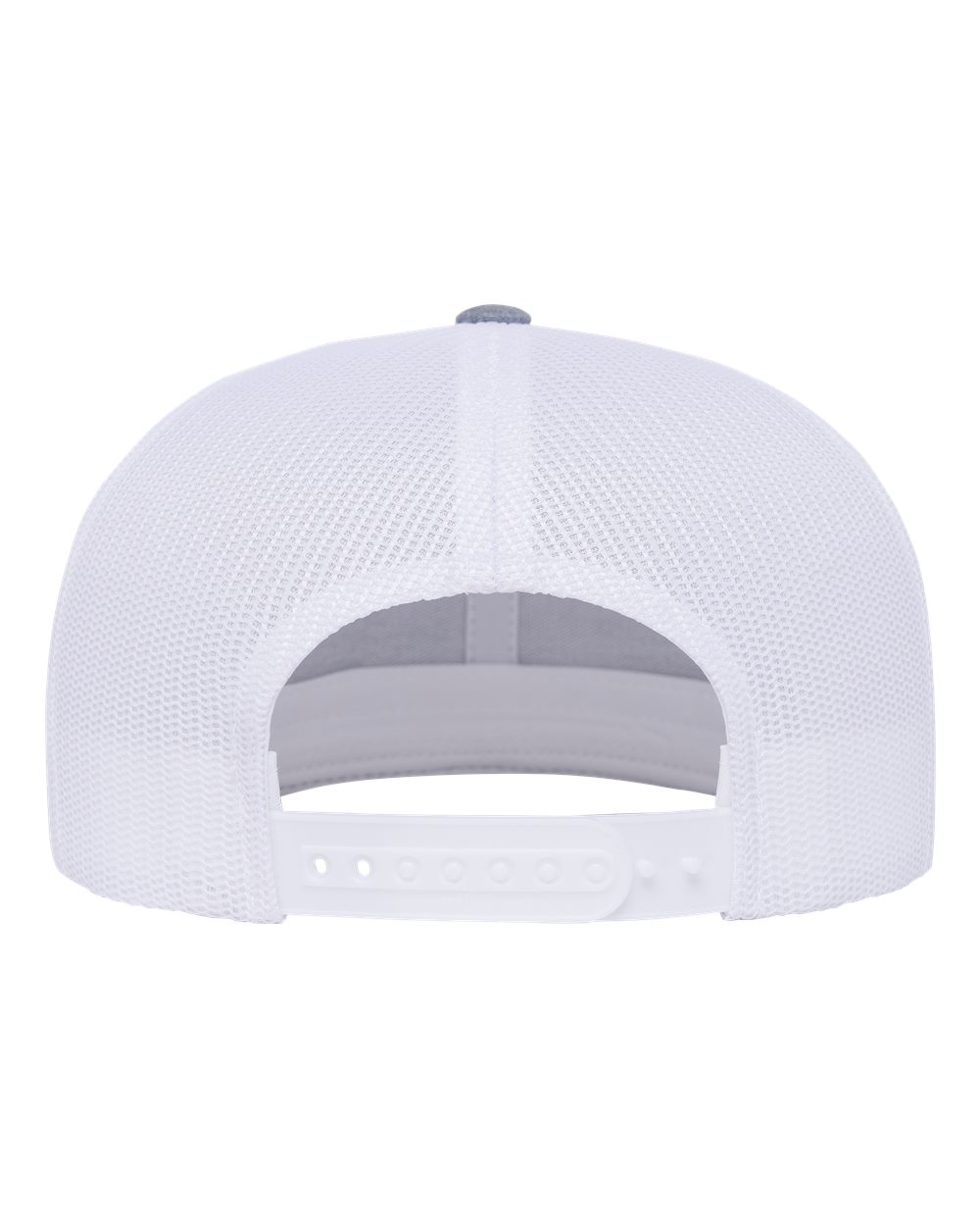Rear View of Heather Grey/ White Retro High Profile Trucker Cap - 6609