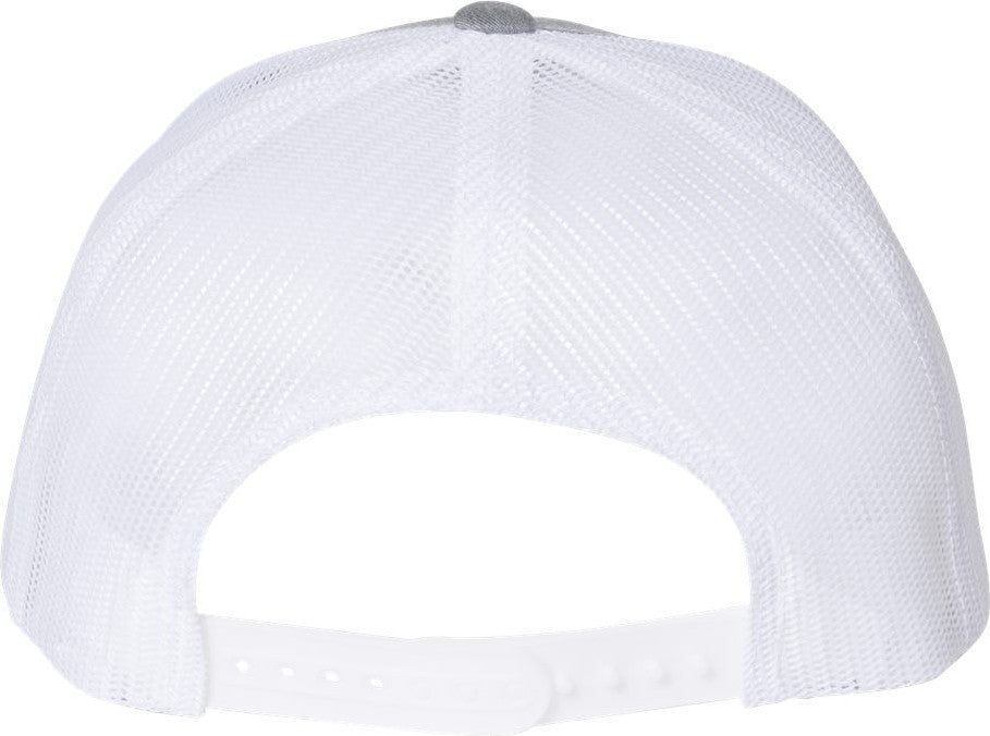 Front View of Heather Grey/ White Retro Trucker Cap - 6606