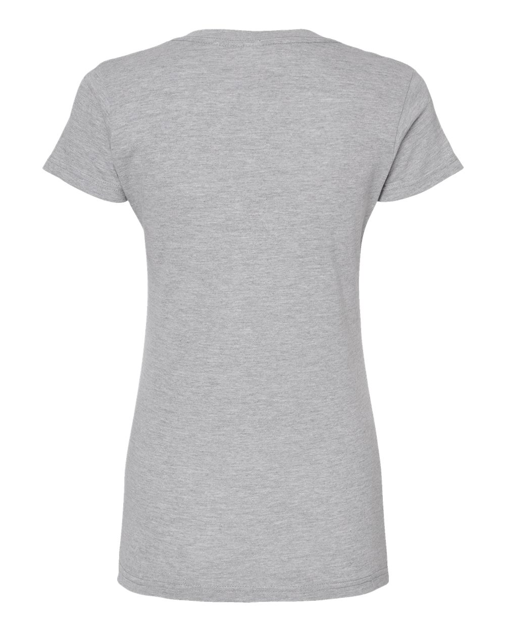 Rear View of Heather Grey Women's Fine Jersey V-Neck T-Shirt - 214