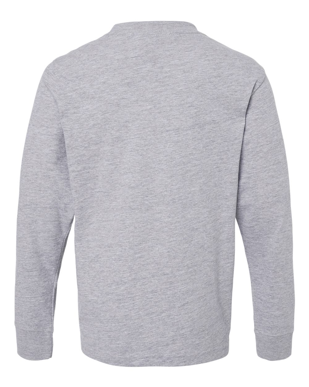 Rear View of Heather Grey Youth Cotton Long Sleeve T-Shirt - 3311