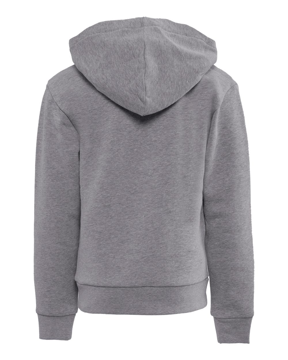 Rear View of Heather Grey Youth Fleece Hoodie - 9113