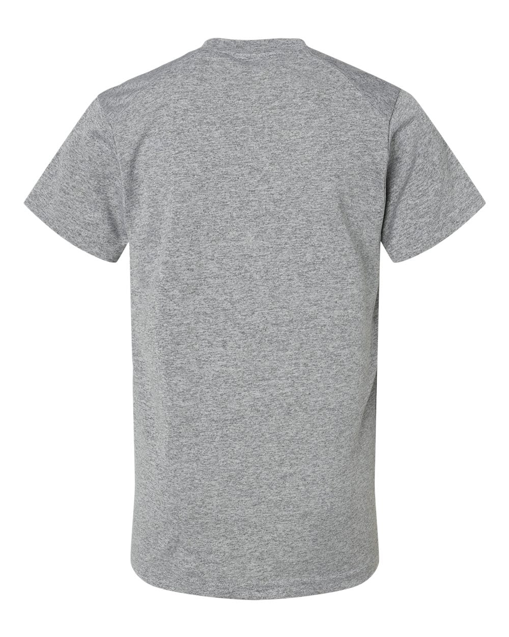 Front View of Heather Grey Youth Islander Performance T-Shirt - 208Y