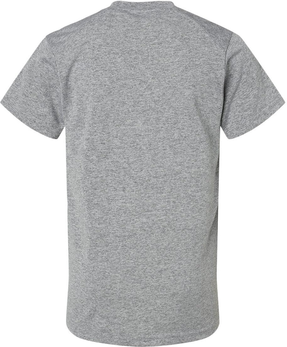 Front View of Heather Grey Youth Islander Performance T-Shirt - 208Y
