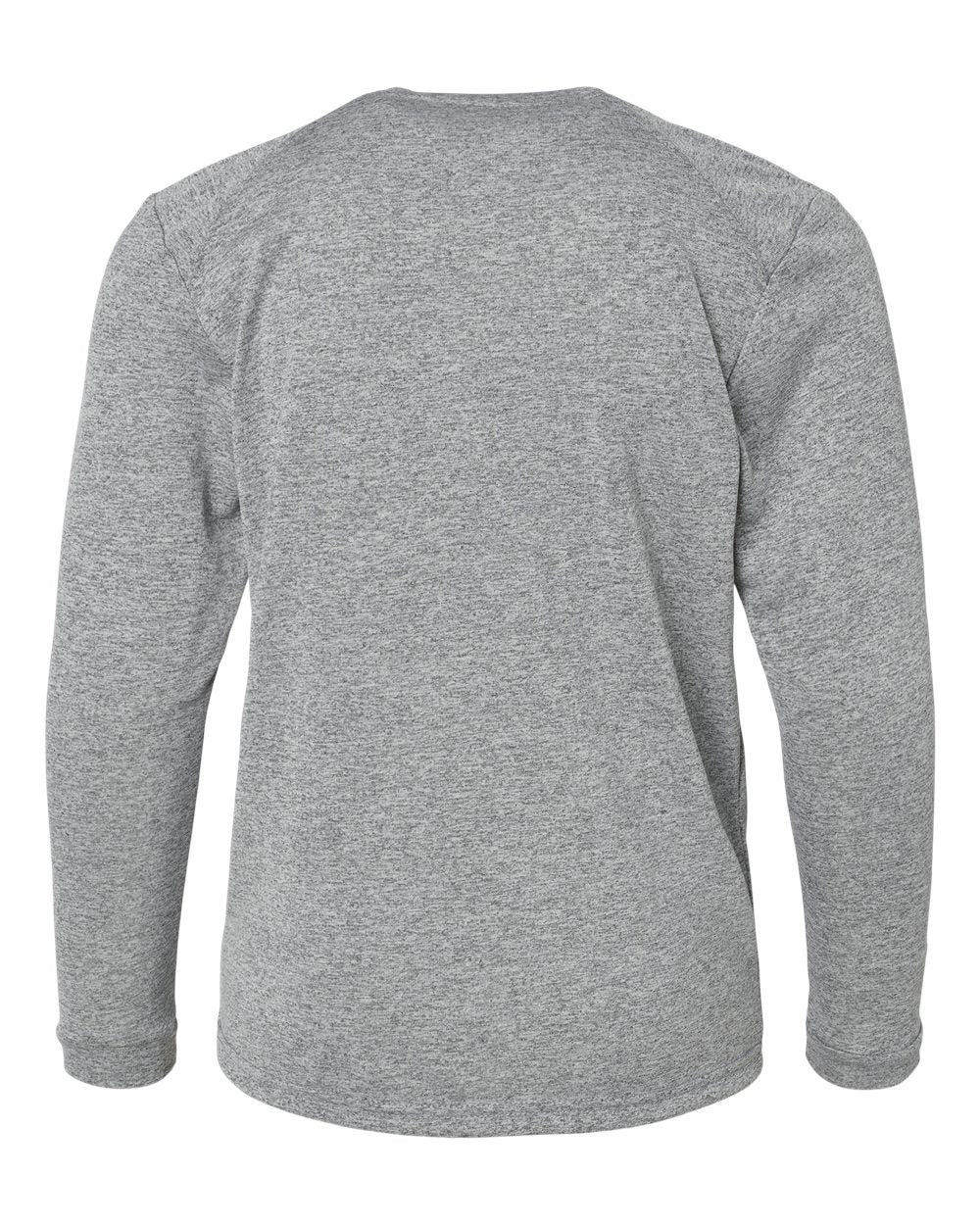 Front View of Heather Grey Youth Long Islander Performance Long Sleeve T-Shirt - 218Y