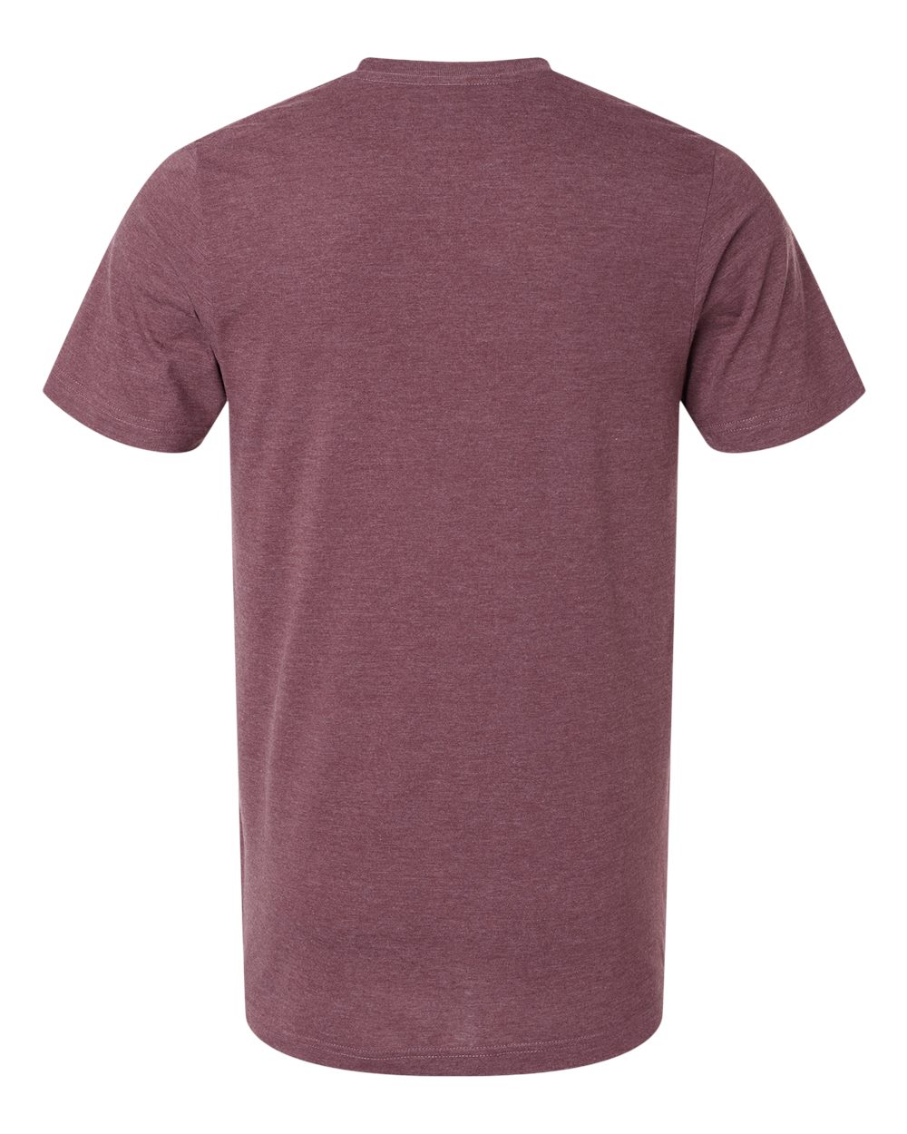 Rear View of Heather Maroon Combed CVC T-Shirt - 602CVC