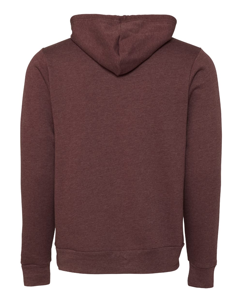 Rear View of Heather Maroon Sponge Fleece Hoodie - 3719