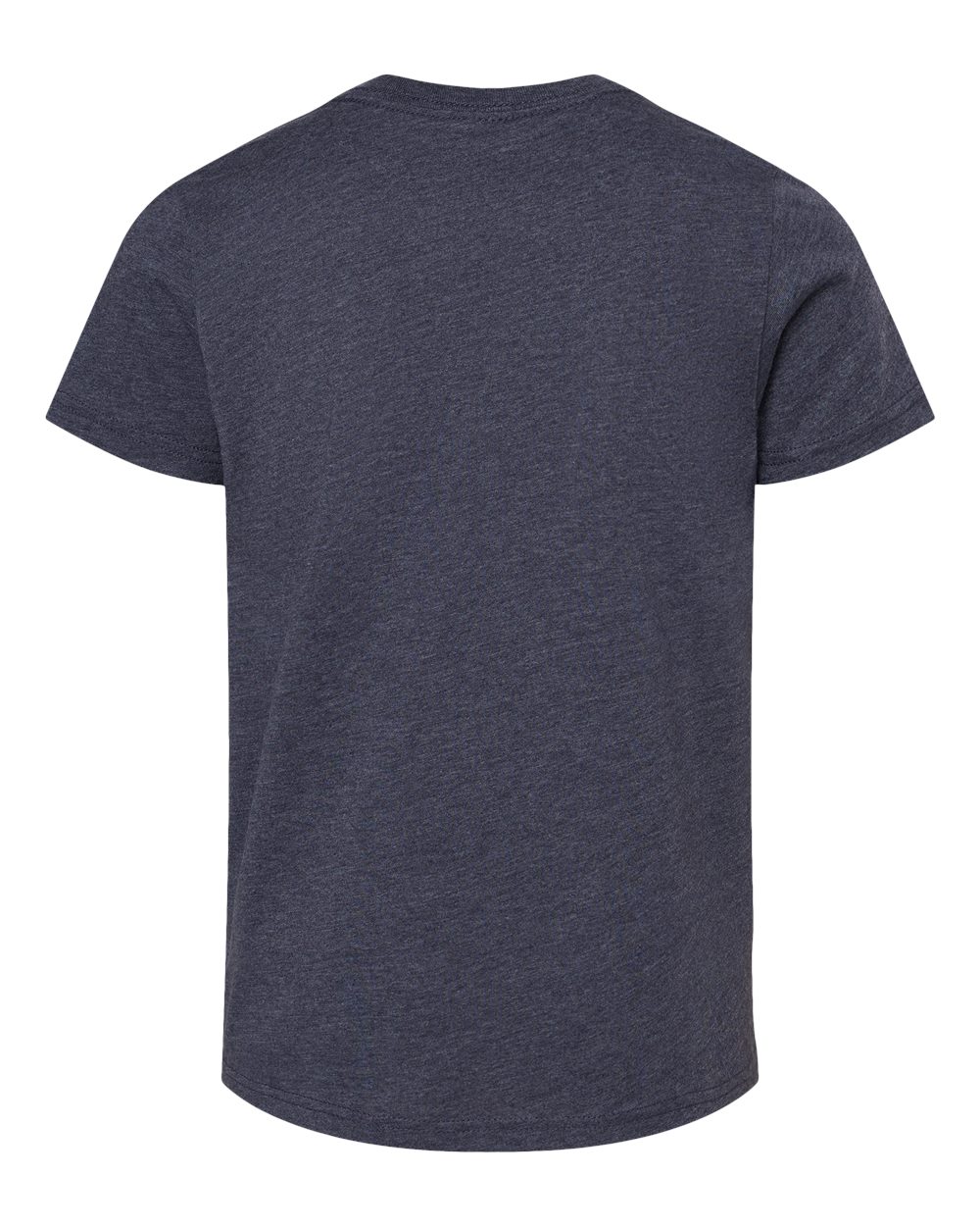 Rear View of Heather Midnight Navy Youth CVC Jersey Tee - 3001YCVC