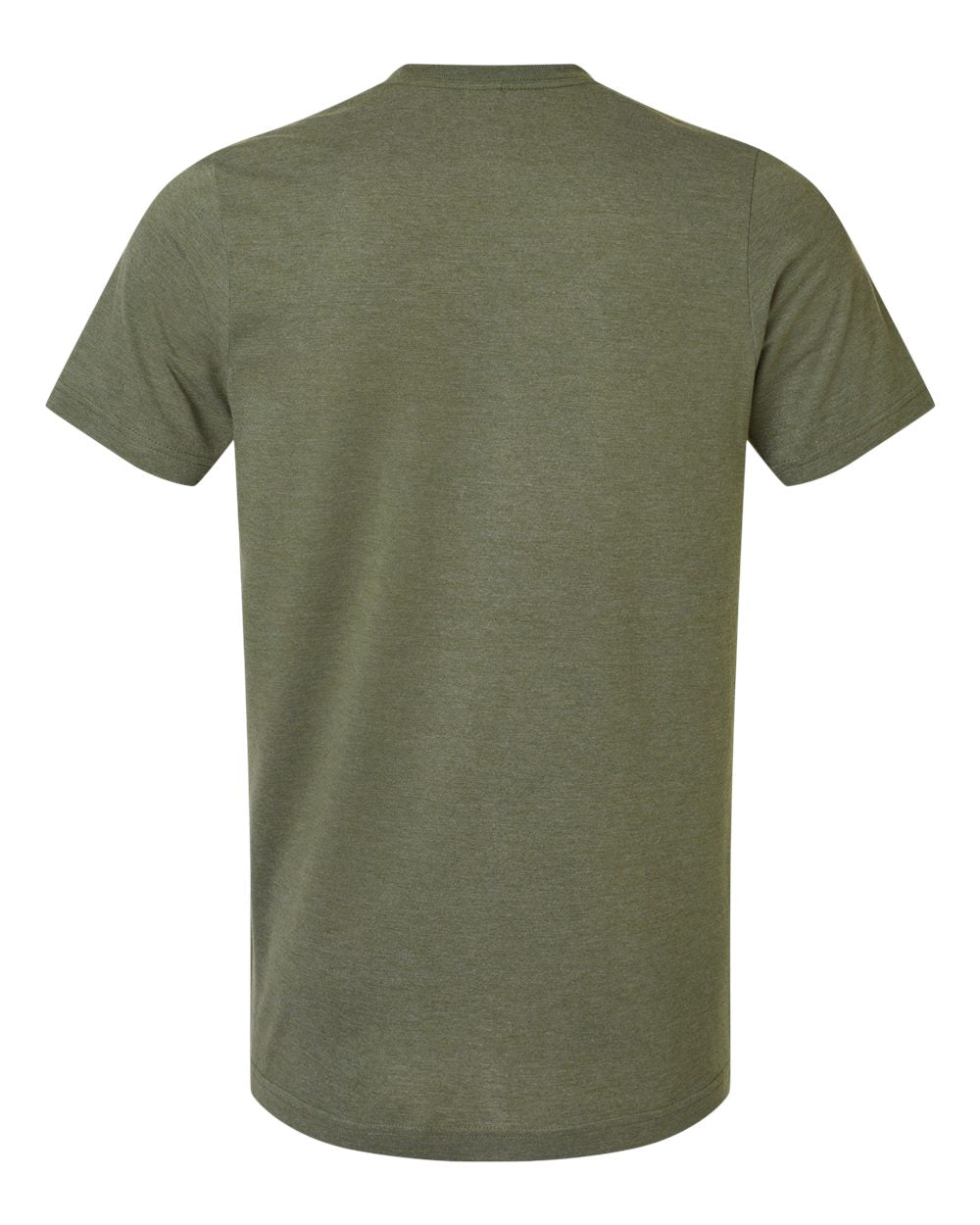 Rear View of Heather Military Green Combed CVC T-Shirt - 602CVC