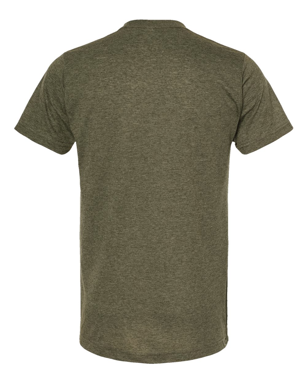 Rear View of Heather Military Green Poly-Rich T-Shirt - 241