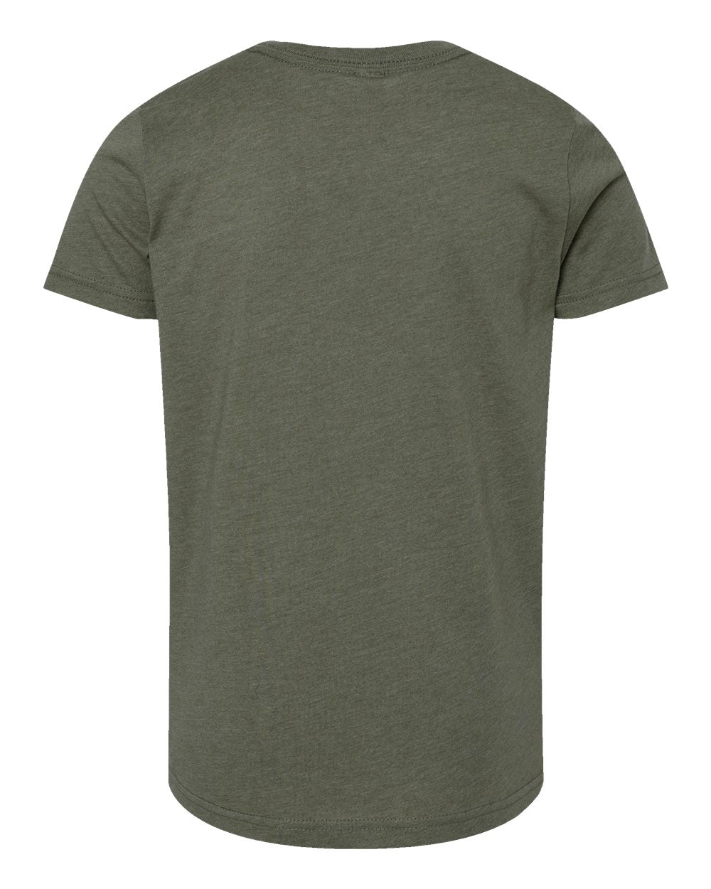 Rear View of Heather Military Green Youth CVC Jersey Tee - 3001YCVC