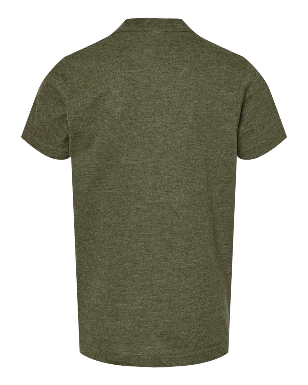 Rear View of Heather Military Green Youth Fine Jersey T-Shirt - 235
