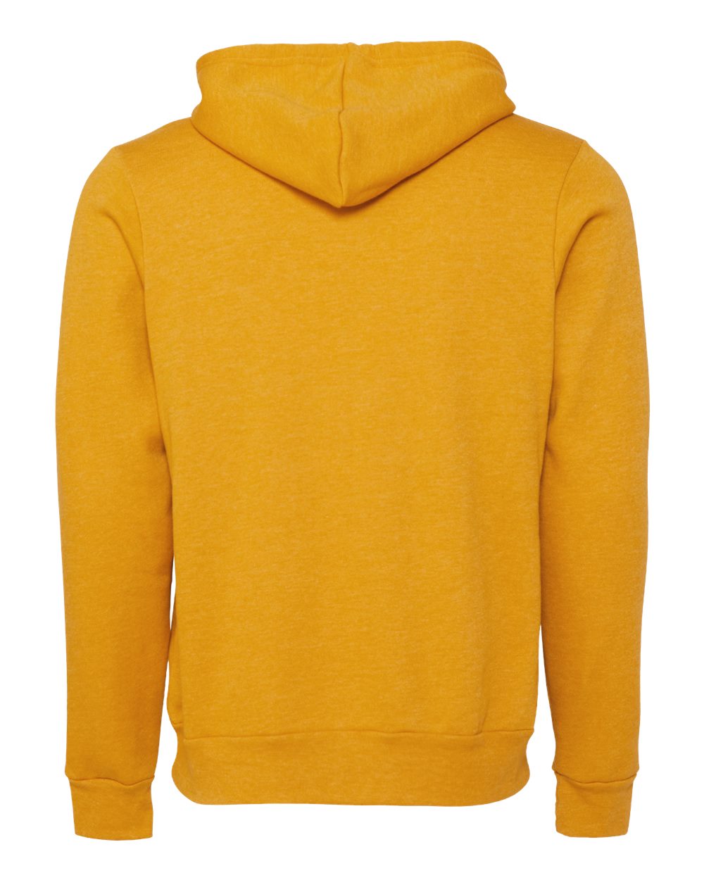 Rear View of Heather Mustard Sponge Fleece Hoodie - 3719
