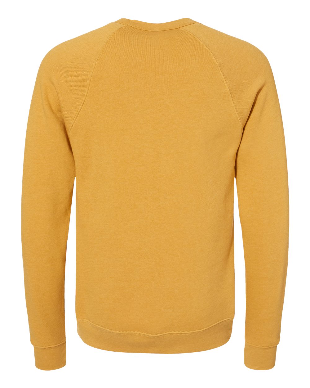 Rear View of Heather Mustard Sponge Fleece Raglan Crewneck Sweatshirt - 3901