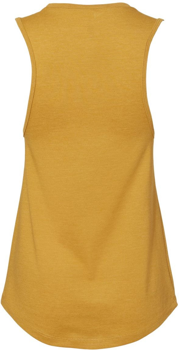 Rear View of Heather Mustard Women's Jersey Muscle Tank - 6003