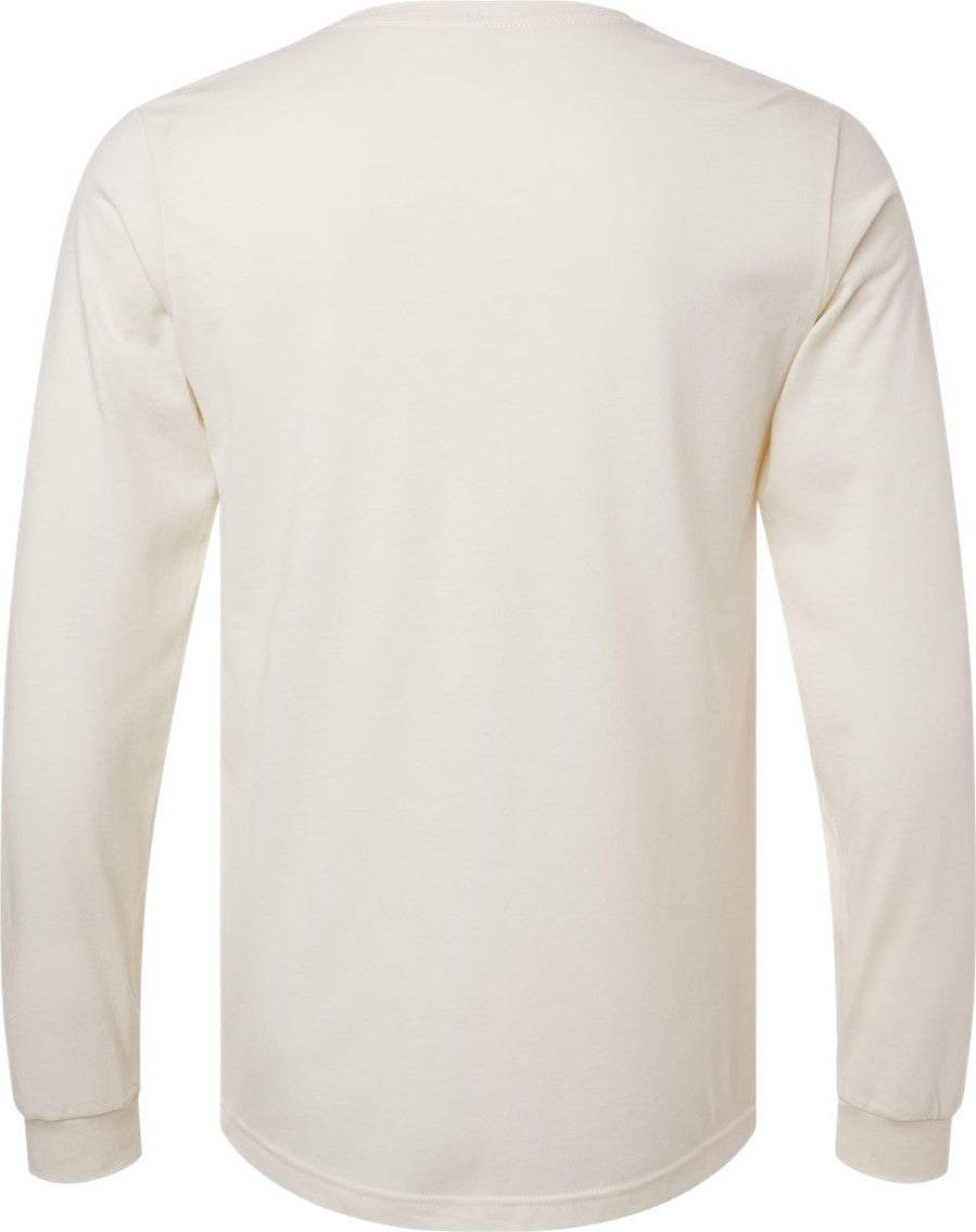 Rear View of Heather Natural Heather CVC Long Sleeve Tee - 3501CVC