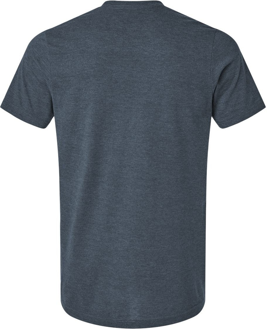 Rear View of Heather Navy Blue Combed CVC T-Shirt - 602CVC
